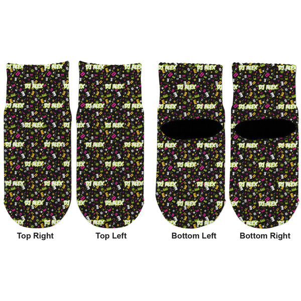 Music DJ Master Toddler Ankle Socks - Double Pair - Front and Back - Apvl