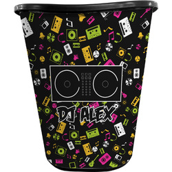 Music DJ Master Waste Basket - Single Sided (Black) w/ Name or Text