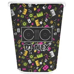 Music DJ Master Waste Basket - Double Sided (White) w/ Name or Text
