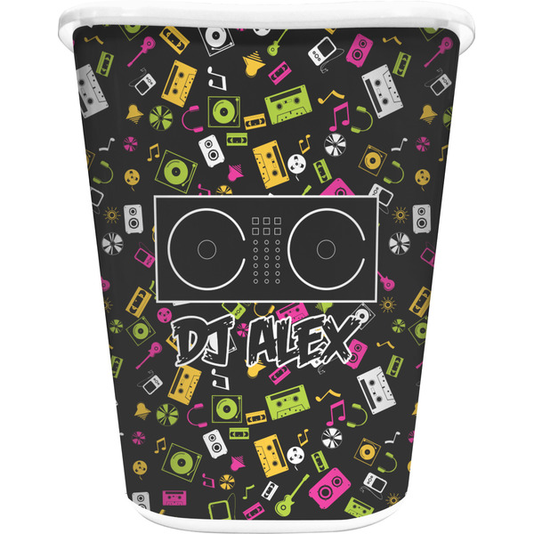 Custom Music DJ Master Waste Basket - Double Sided (White) w/ Name or Text