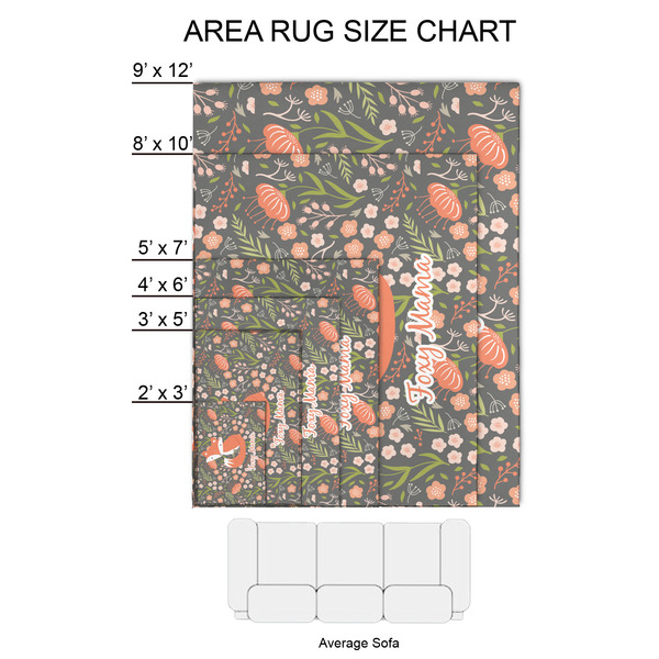 Foxy Mama 2'x3' Indoor Area Rugs - Size Chart