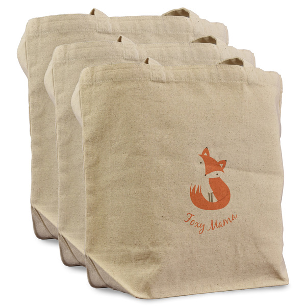 Custom Foxy Mama Reusable Cotton Grocery Bags - Set of 3