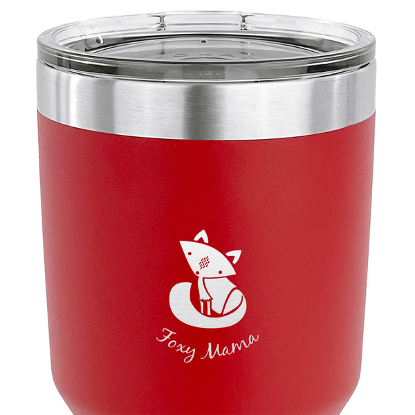Foxy Mama 30 oz Stainless Steel Ringneck Tumbler - Red - CLOSE UP