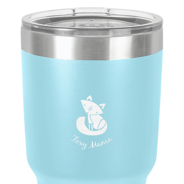 Foxy Mama 30 oz Stainless Steel Ringneck Tumbler - Teal - Close Up
