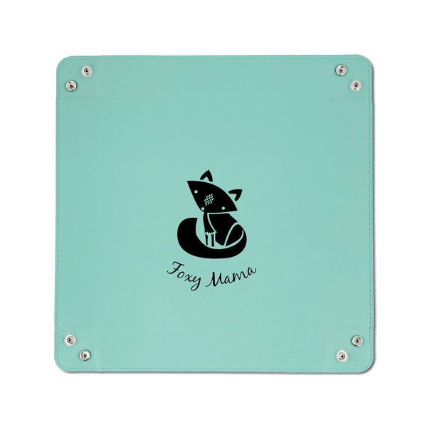 Foxy Mama 6" x 6" Teal Leatherette Snap Up Tray - APPROVAL