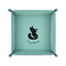 Foxy Mama 6" x 6" Teal Leatherette Snap Up Tray - FOLDED UP