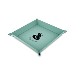 Foxy Mama 6" x 6" Teal Faux Leather Valet Tray