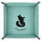 Foxy Mama 9" x 9" Teal Leatherette Snap Up Tray - FOLDED