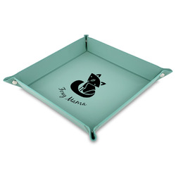 Foxy Mama 9" x 9" Teal Faux Leather Valet Tray