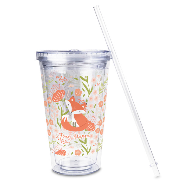 Foxy Mama Acrylic Tumbler - Full Print - Front straw out