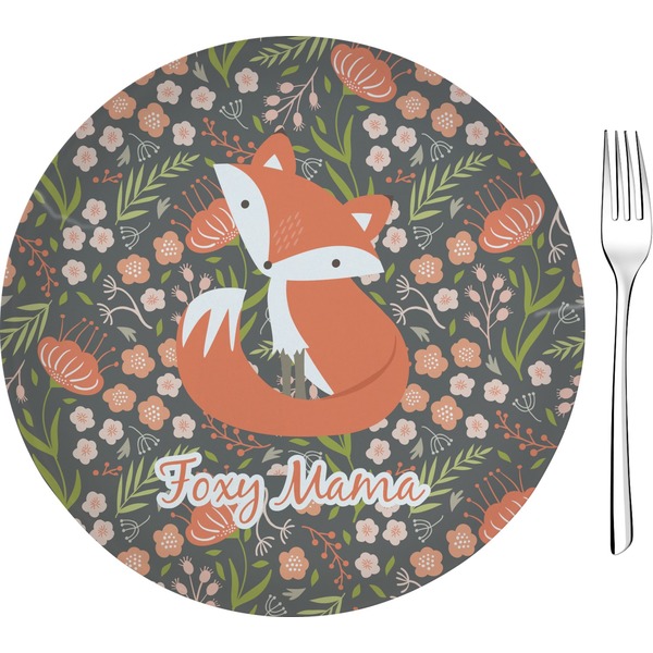 Custom Foxy Mama 8" Glass Appetizer / Dessert Plates - Single or Set