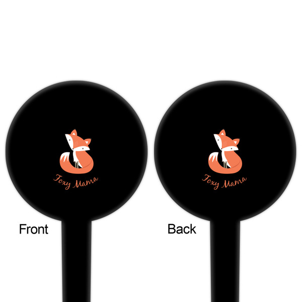 Foxy Mama Black Plastic 4" Food Pick - Round - Double Sided - Front & Back