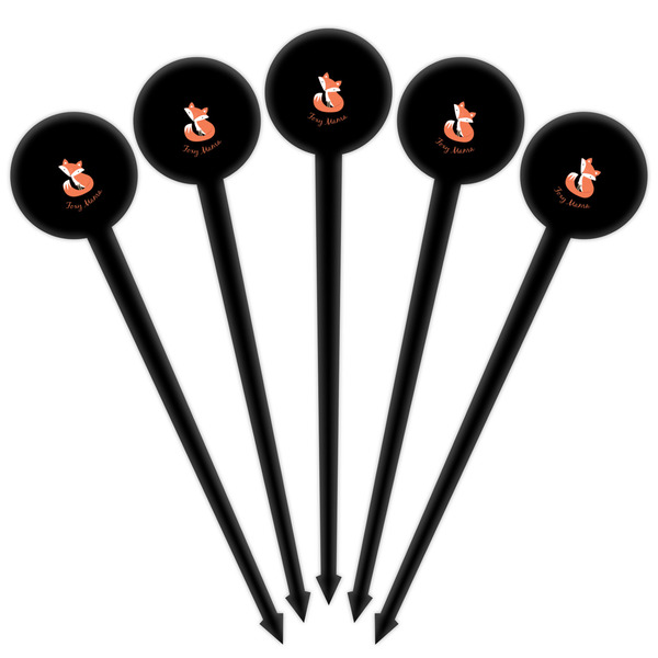 Foxy Mama Black Plastic 4" Food Pick - Round - Fan View