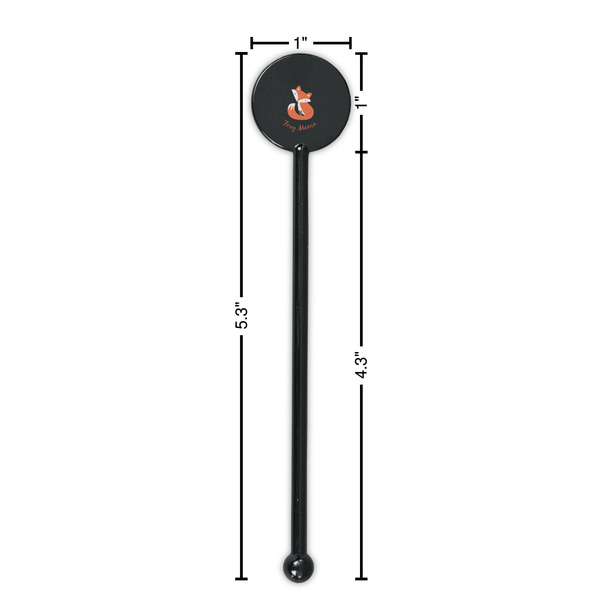 Foxy Mama Black Plastic 5.5" Stir Stick - Round - Dimensions