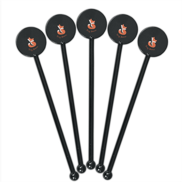 Foxy Mama Black Plastic 5.5" Stir Stick - Round - Fan View