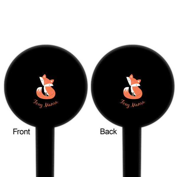 Foxy Mama Black Plastic 6" Food Pick - Round - Double Sided - Front & Back