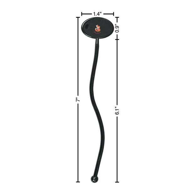 Foxy Mama Black Plastic 7" Stir Stick - Oval - Dimensions