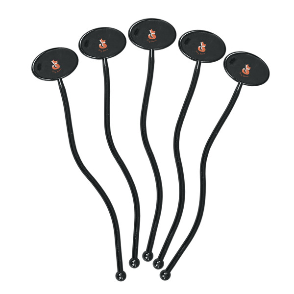 Foxy Mama Black Plastic 7" Stir Stick - Oval - Fan