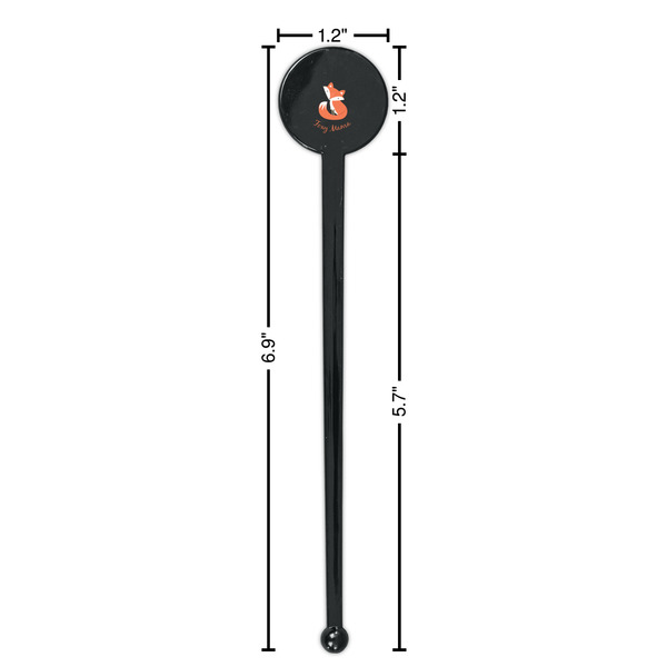 Foxy Mama Black Plastic 7" Stir Stick - Round - Dimensions