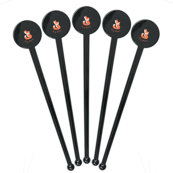Foxy Mama Black Plastic 7" Stir Stick - Round - Fan View
