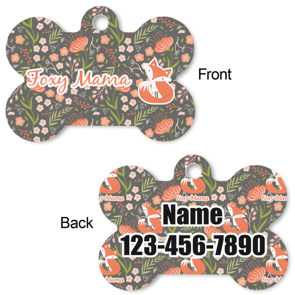 Foxy Mama Bone Shaped Dog Tag - Front & Back