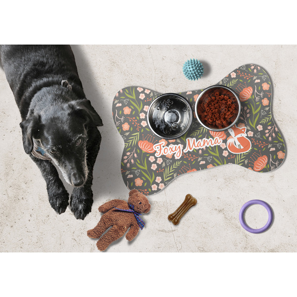 Foxy Mama Bone Shaped Mat w/ Food & Water