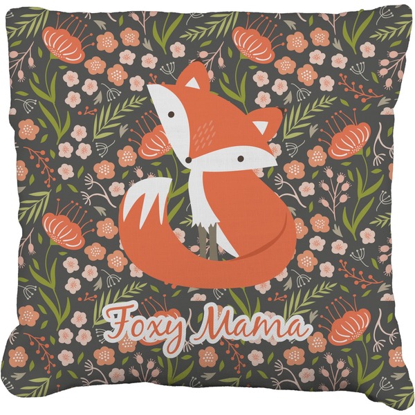 Custom Foxy Mama Faux-Linen Throw Pillow 16"