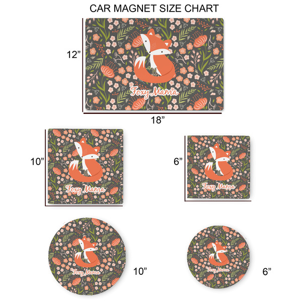 Foxy Mama Car Magnets - SIZE CHART