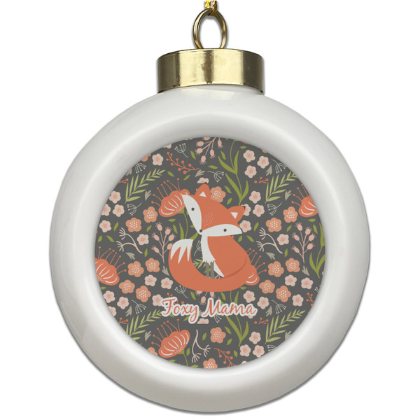 Custom Foxy Mama Ceramic Ball Ornament