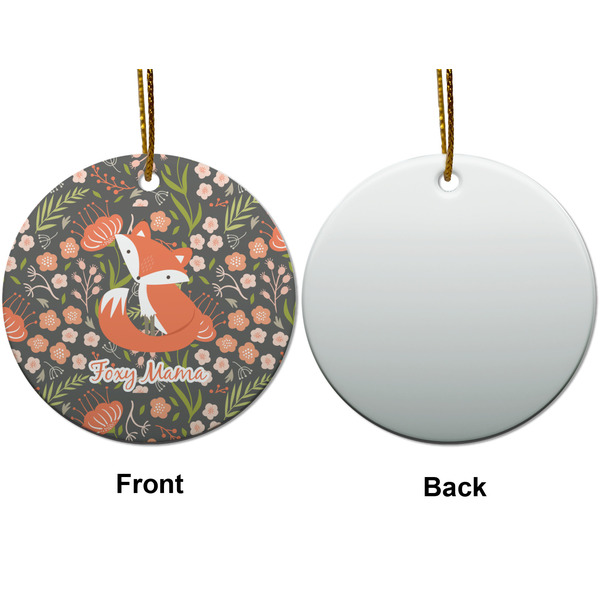 Foxy Mama Ceramic Flat Ornament - Circle Front & Back (APPROVAL)