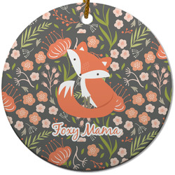 Foxy Mama Round Ceramic Ornament