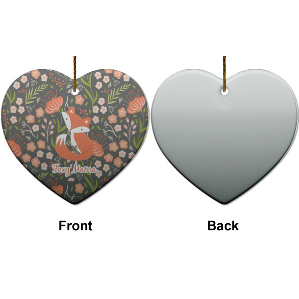 Foxy Mama Ceramic Flat Ornament - Heart Front & Back (APPROVAL)