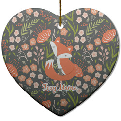 Foxy Mama Heart Ceramic Ornament