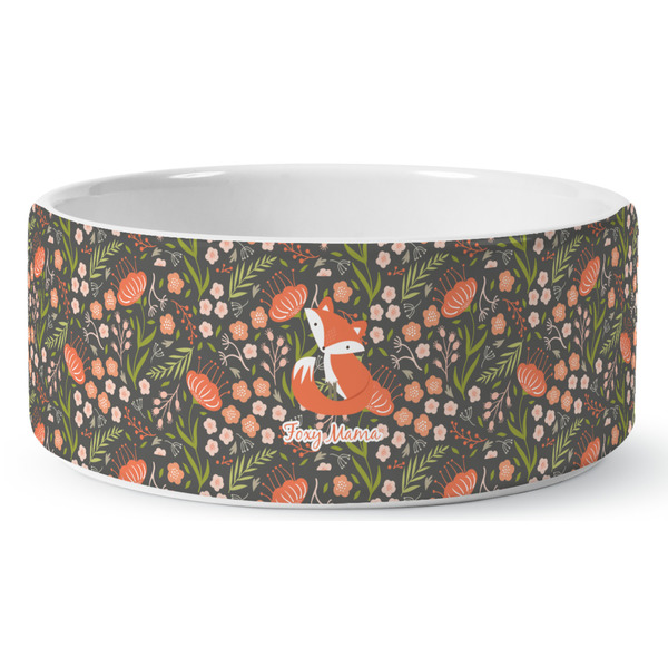 Custom Foxy Mama Ceramic Dog Bowl - Medium