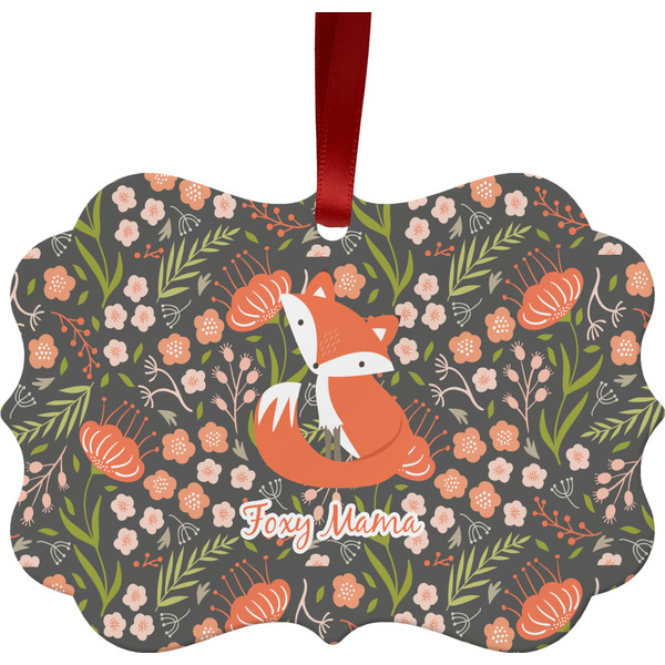 Custom Foxy Mama Metal Frame Ornament - Double Sided