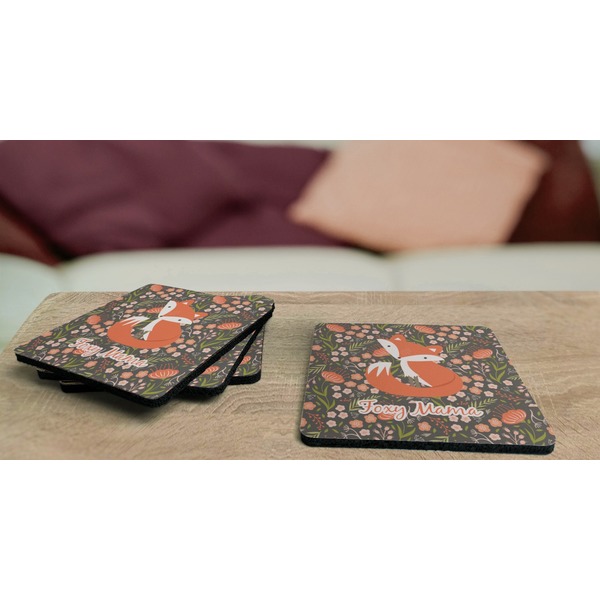 Foxy Mama Coaster Rubber Back - On Coffee Table