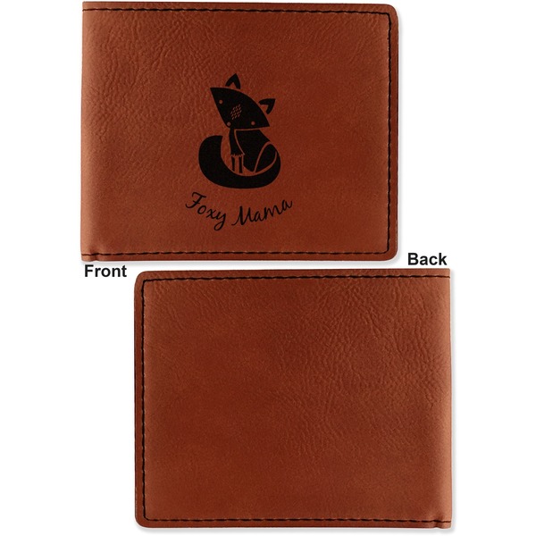 Foxy Mama Cognac Leatherette Bifold Wallets - Front and Back Single Sided - Apvl