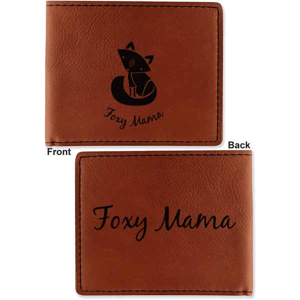Foxy Mama Cognac Leatherette Bifold Wallets - Front and Back