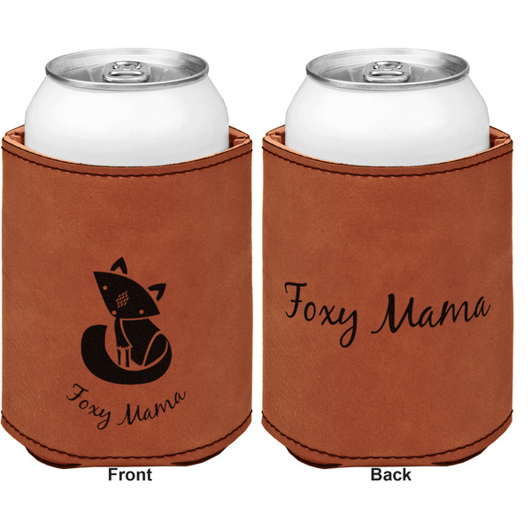 Foxy Mama Cognac Leatherette Can Sleeve - Double Sided Front and Back