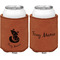 Foxy Mama Cognac Leatherette Can Sleeve - Double Sided Front and Back