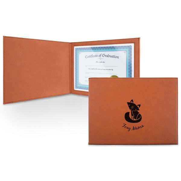 Custom Foxy Mama Leatherette Certificate Holder - Front