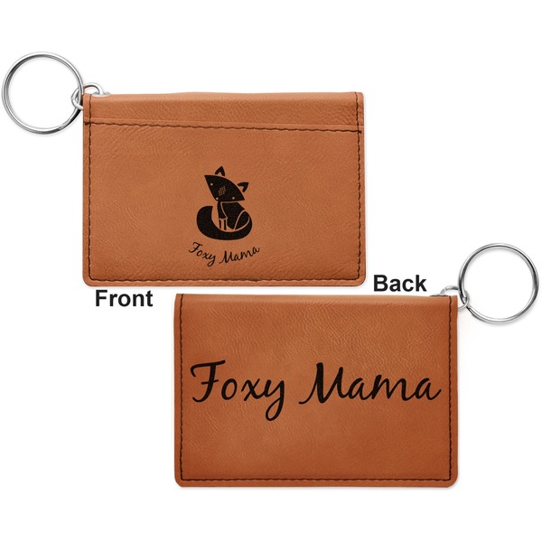 Foxy Mama Cognac Leatherette Keychain ID Holders - Front and Back Apvl