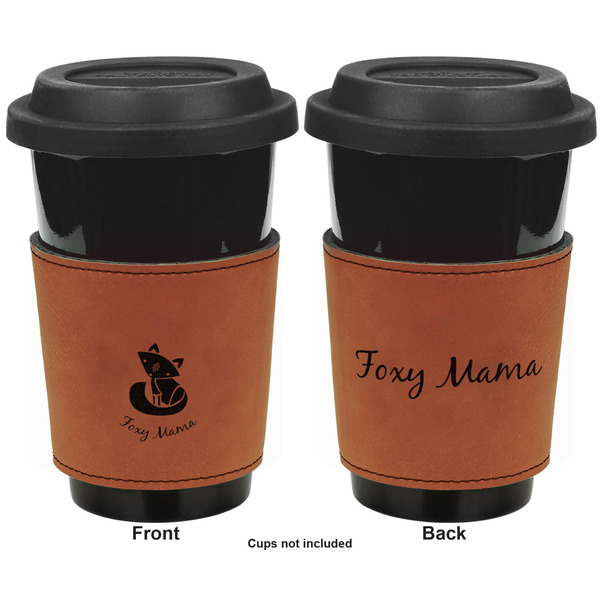 Foxy Mama Cognac Leatherette Mug Sleeve - Double Sided Apvl