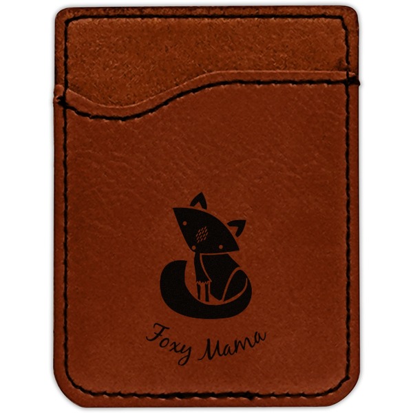 Foxy Mama Cognac Leatherette Phone Wallet close up