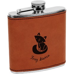 Foxy Mama Leatherette Wrapped Stainless Steel Flask