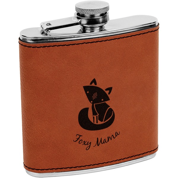 Custom Foxy Mama Leatherette Wrapped Stainless Steel Flask