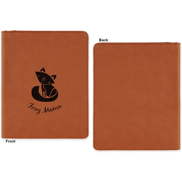 Foxy Mama Cognac Leatherette Zipper Portfolios with Notepad - Single Sided - Apvl