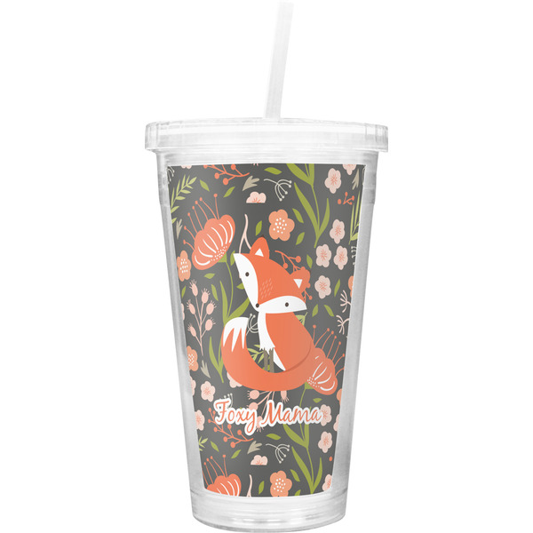 Custom Foxy Mama Double Wall Tumbler with Straw