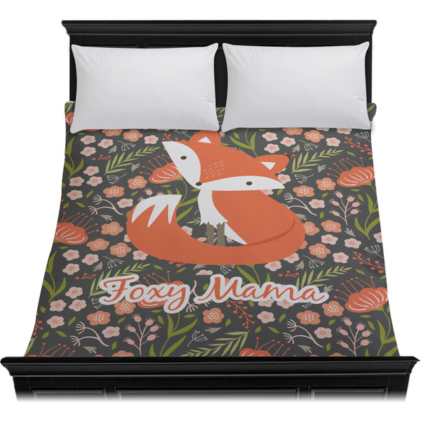 Foxy Mama Duvet Cover - Queen - On Bed - No Prop
