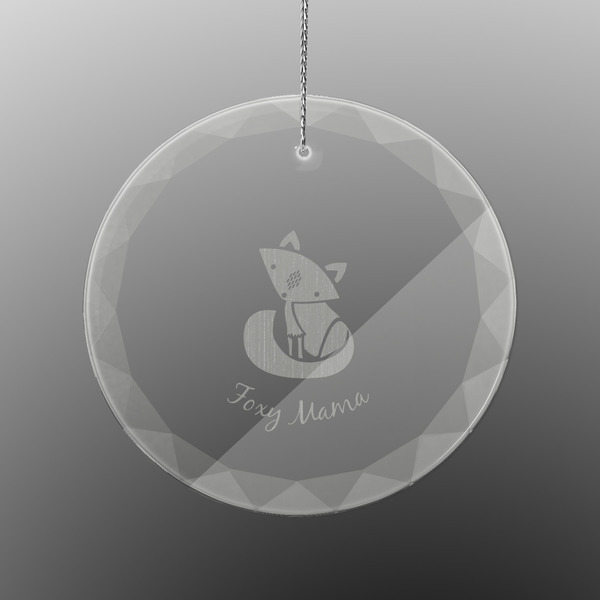 Custom Foxy Mama Engraved Glass Ornament - Round
